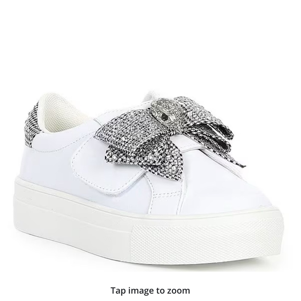 Kurt Geiger London Mini Laney Bow Sneaker Stylist Kids Shoes with Silver Bow